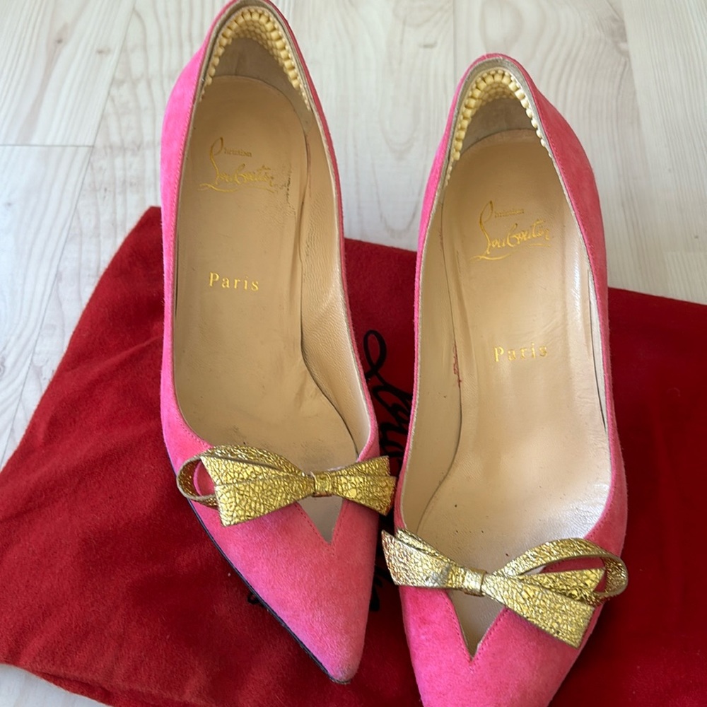 Christian louboutin suede and pony hair pumps